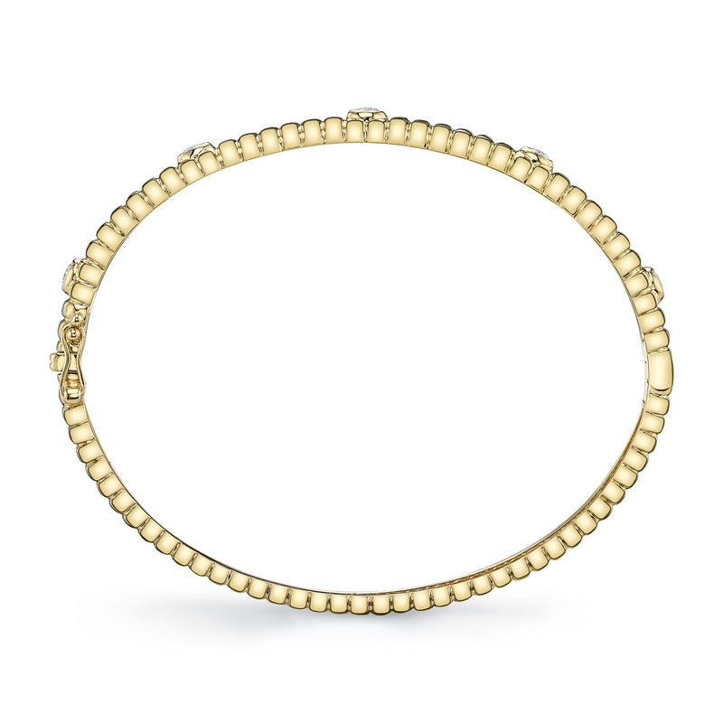 0.33CT DIAMOND BEZEL RIBBED BANGLE