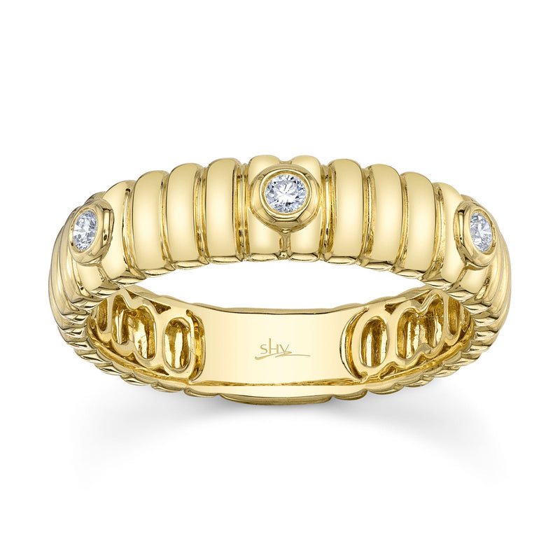 0.08CT DIAMOND BEZEL RIBBED BAND