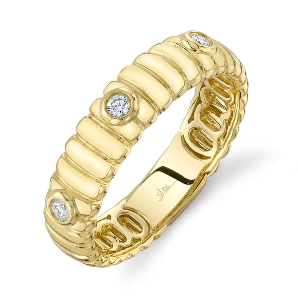 0.08CT DIAMOND BEZEL RIBBED BAND