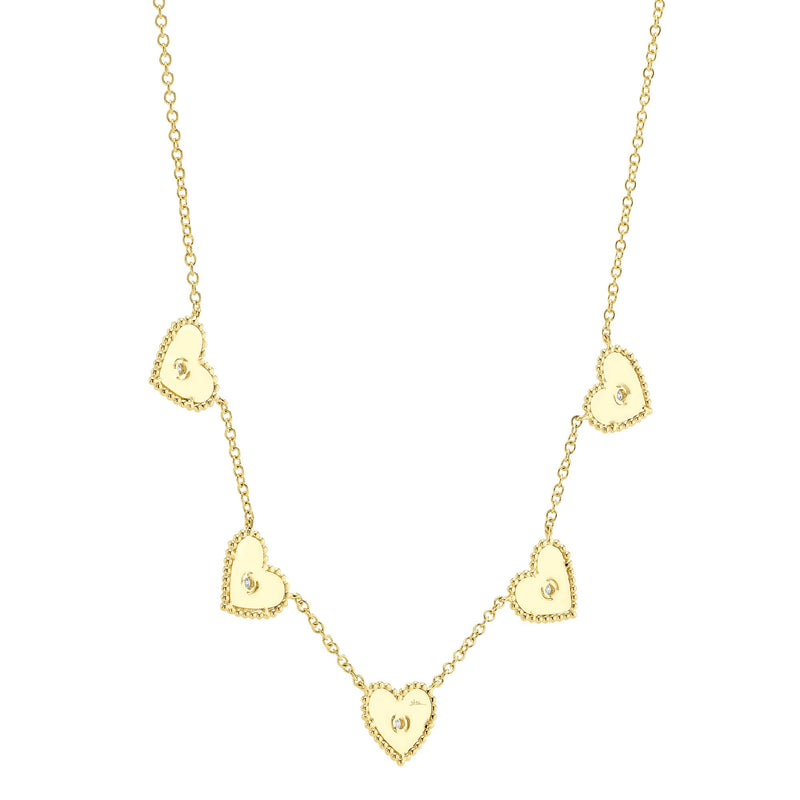 0.09CT DIAMOND BEZEL RIBBED HEART NECKLACE