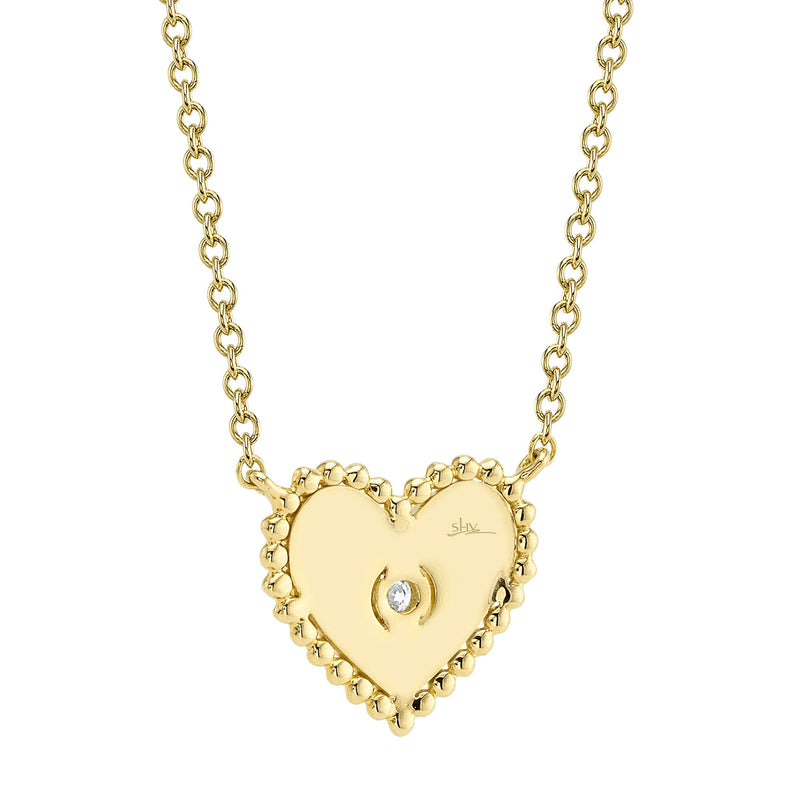 0.02CT DIAMOND BEZEL RIBBED HEART NECKLACE