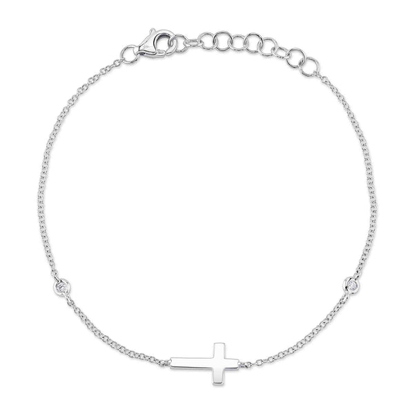 0.03CT DIAMOND BEZEL CROSS BRACELET