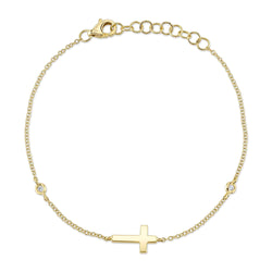 0.03CT DIAMOND BEZEL CROSS BRACELET