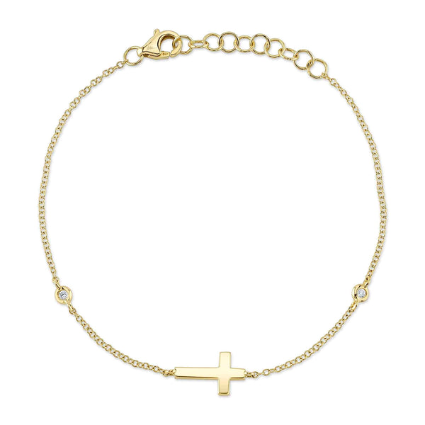 0.03CT DIAMOND BEZEL CROSS BRACELET