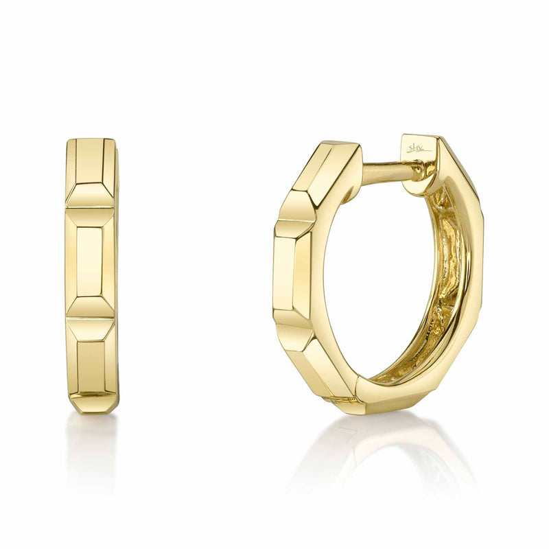 OCTAGON GEO CUT HUGGIE EARRING