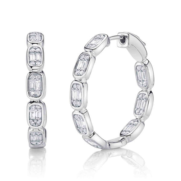 0.90CT DIAMOND BAGUETTE HOOP EARRING