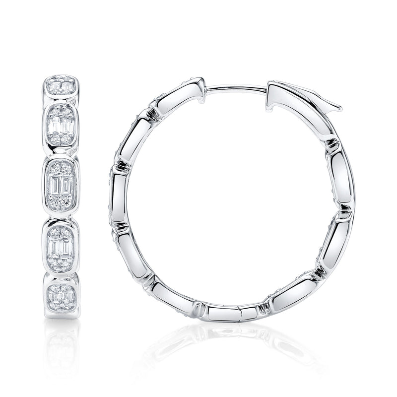 0.90CT DIAMOND BAGUETTE HOOP EARRING