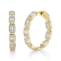 0.90CT DIAMOND BAGUETTE HOOP EARRING