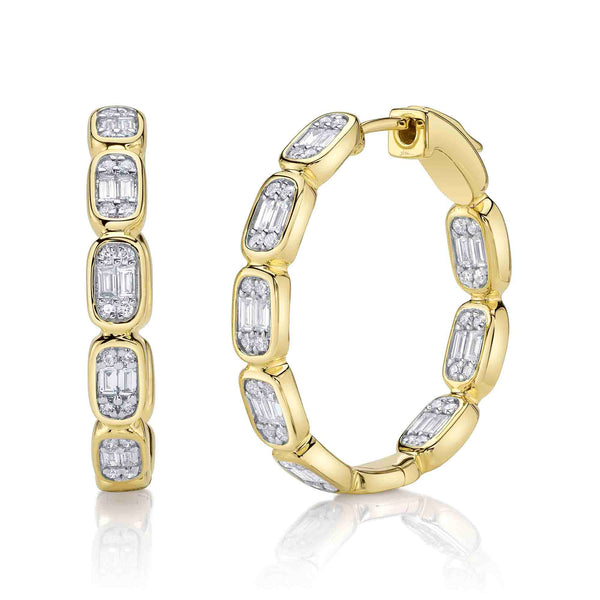 0.90CT DIAMOND BAGUETTE HOOP EARRING