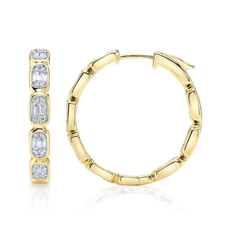 0.90CT DIAMOND BAGUETTE HOOP EARRING