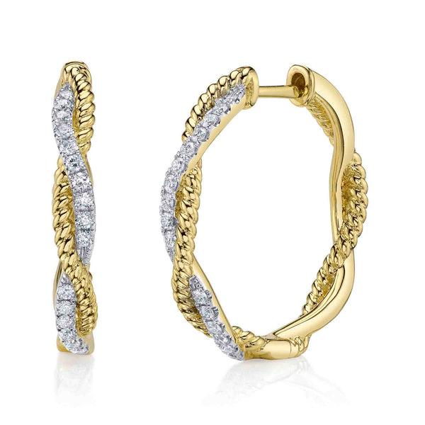 0.42CT DIAMOND TWISTED HOOP EARRING