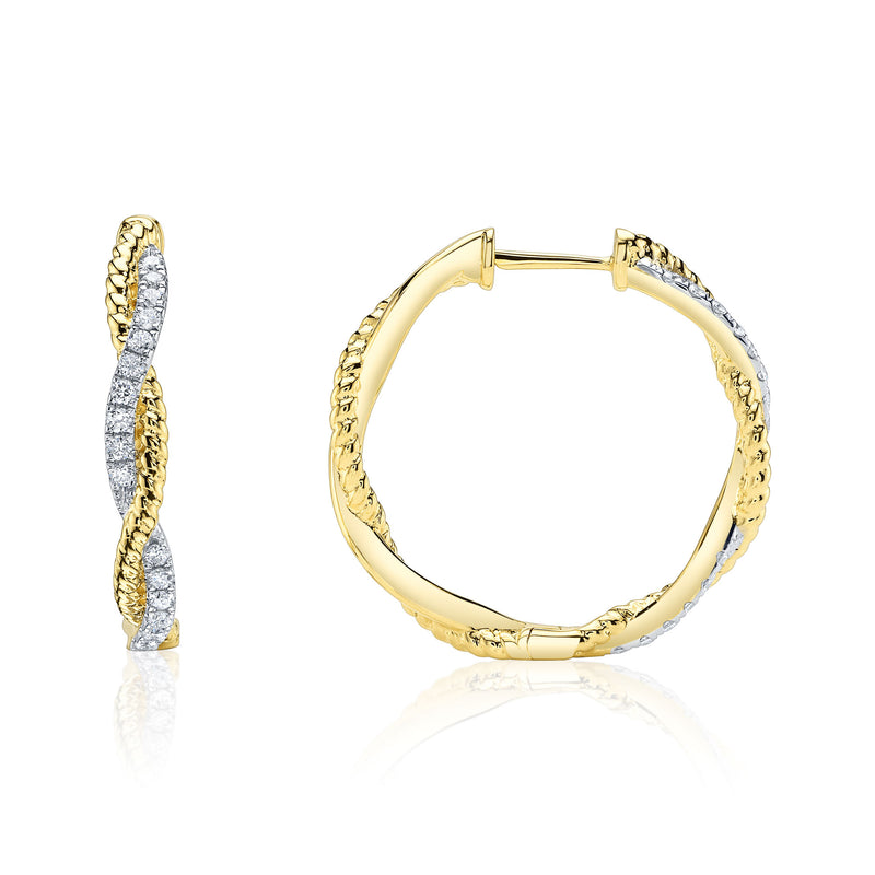 0.42CT DIAMOND TWISTED HOOP EARRING