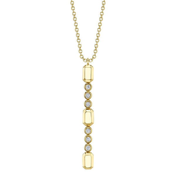 0.09CT DIAMOND BEZEL GEO CUT LARIAT NECKLACE