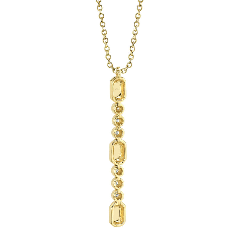 0.09CT DIAMOND BEZEL GEO CUT LARIAT NECKLACE