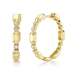 0.12CT DIAMOND BEZEL GEO CUT HOOP EARRING