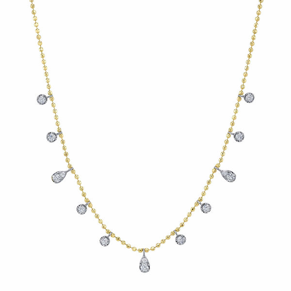 0.64CT DIAMOND FACETED BALL CHAIN NECKLACE