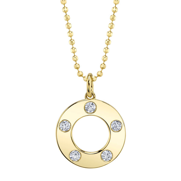 0.24CT DIAMOND CIRCLE FACETED BALL CHAIN NECKLACE