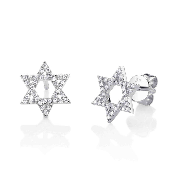 0.16CT DIAMOND STAR OF DAVID STUD EARRING