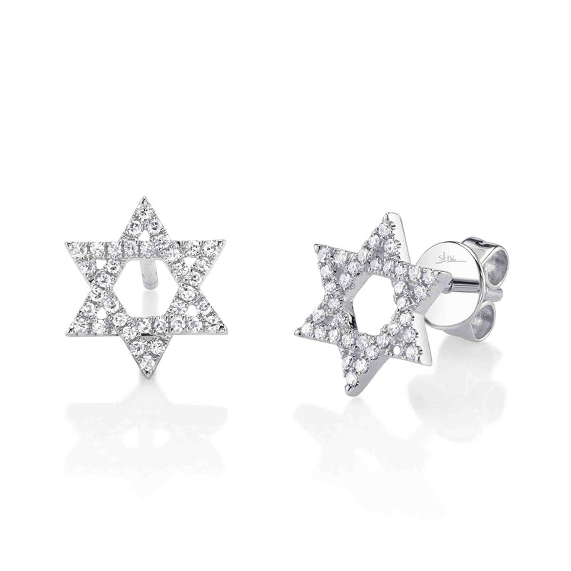 0.16CT DIAMOND STAR OF DAVID STUD EARRING