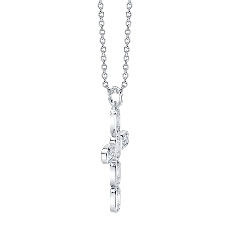 0.30CT DIAMOND BAGUETTE CROSS NECKLACE
