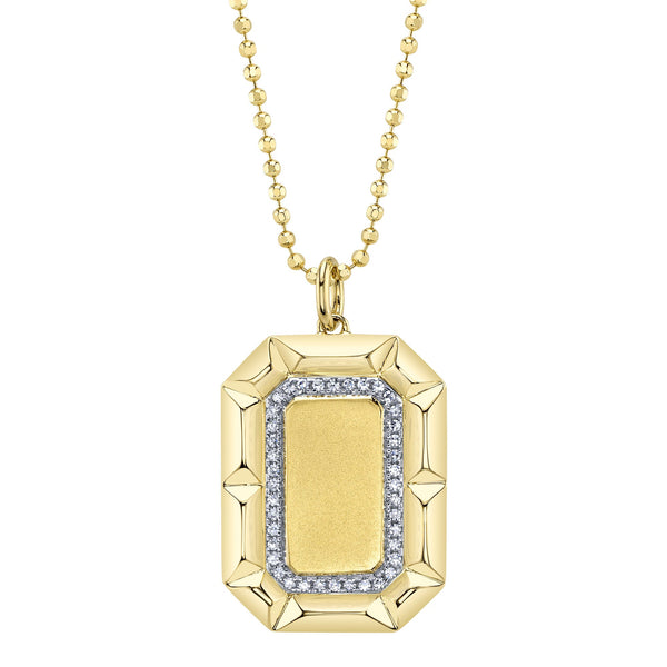 0.09CT DIAMOND GEO CUT MATTE FACETED BALL CHAIN NECKLACE
