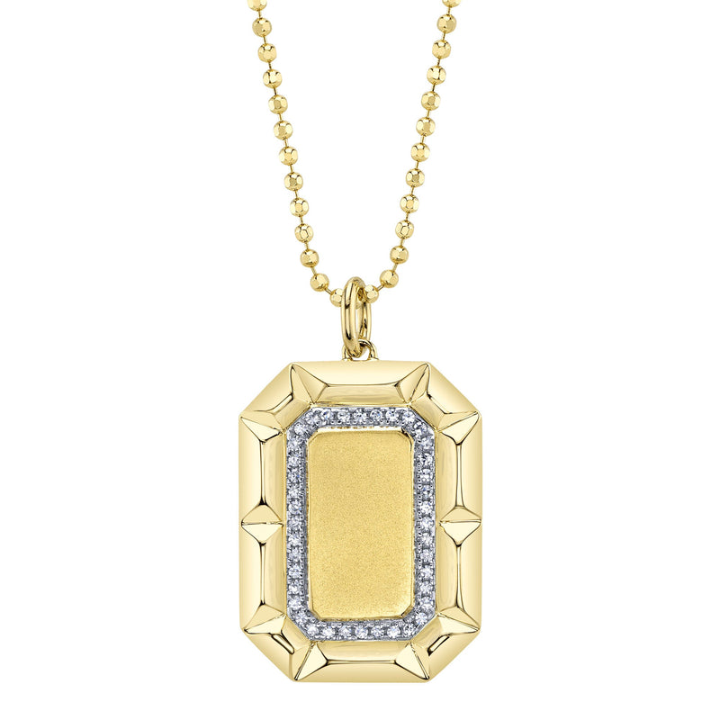 0.09CT DIAMOND GEO CUT MATTE FACETED BALL CHAIN NECKLACE