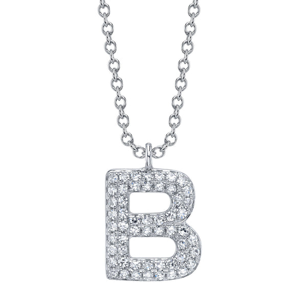 0.11CT DIAMOND PAVE NECKLACE - INITIAL B