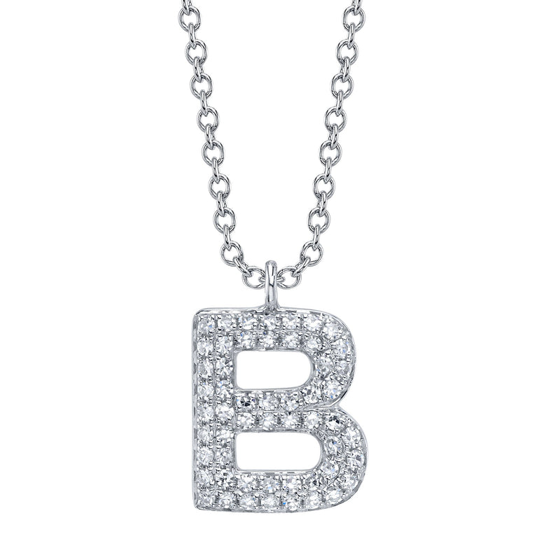 0.11CT DIAMOND PAVE NECKLACE - INITIAL B