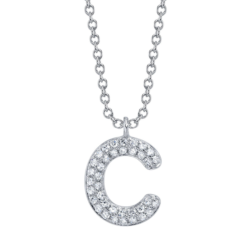 0.08CT DIAMOND PAVE NECKLACE - INITIAL C