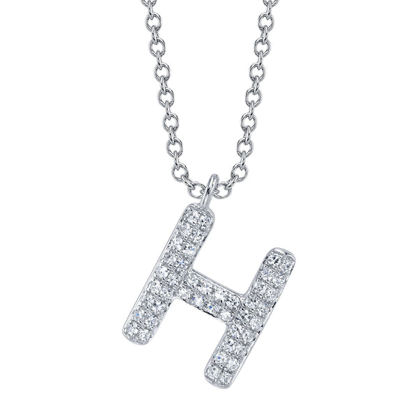 0.09CT DIAMOND PAVE NECKLACE - INITIAL H
