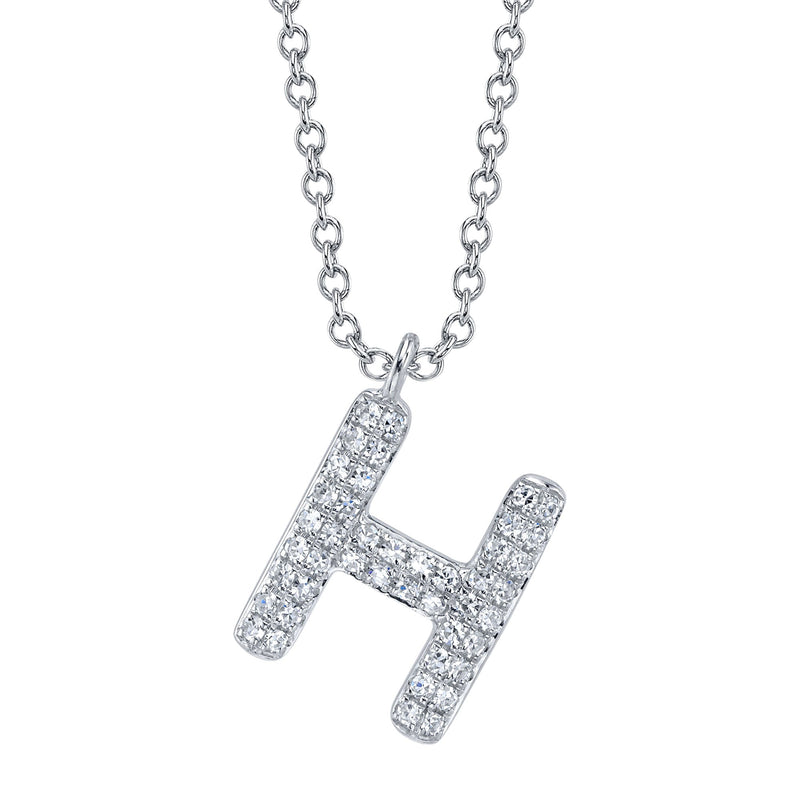0.09CT DIAMOND PAVE NECKLACE - INITIAL H