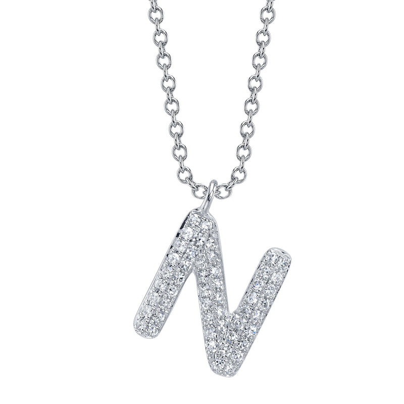 0.11CT DIAMOND PAVE NECKLACE - INITIAL N
