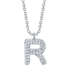 0.10CT DIAMOND PAVE NECKLACE - INITIAL R