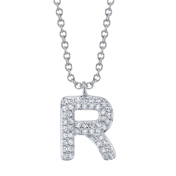 0.10CT DIAMOND PAVE NECKLACE - INITIAL R