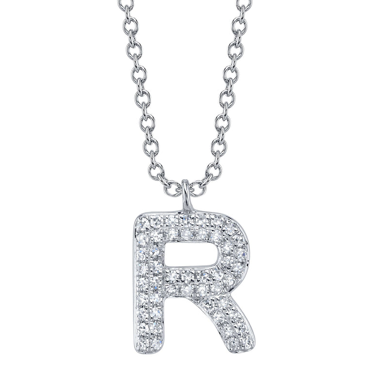 0.10CT DIAMOND PAVE NECKLACE - INITIAL R