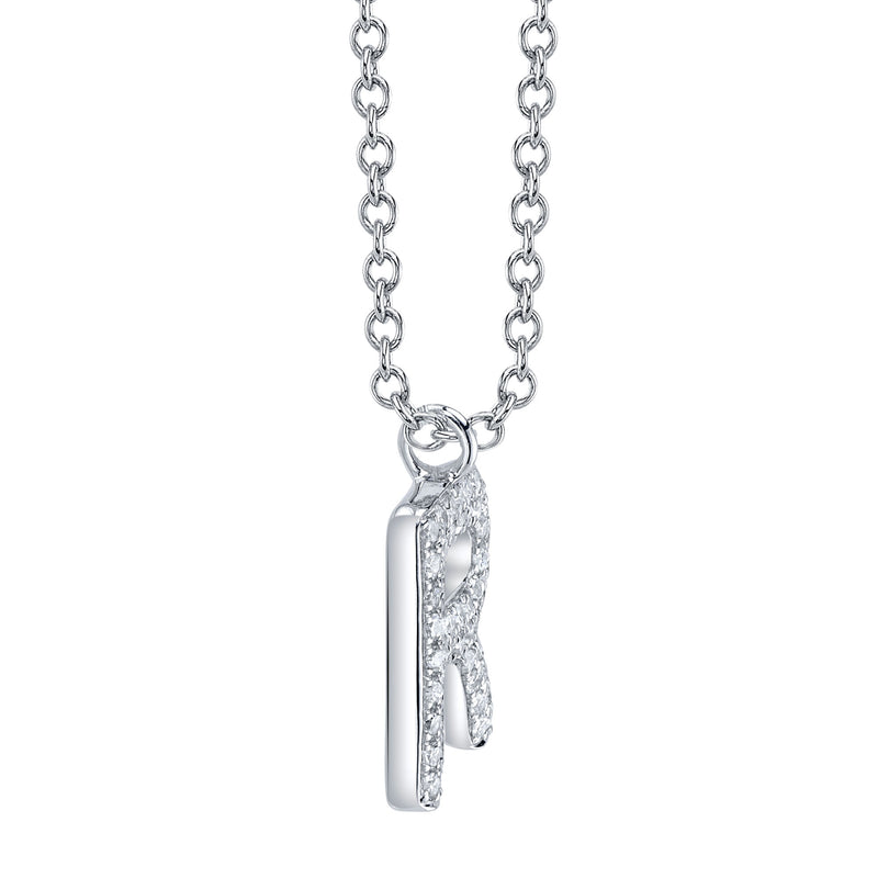 0.10CT DIAMOND PAVE NECKLACE - INITIAL R