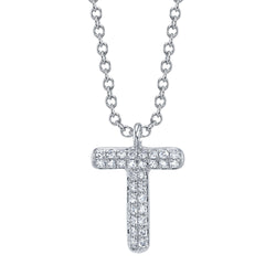 0.06CT DIAMOND PAVE NECKLACE - INITIAL T