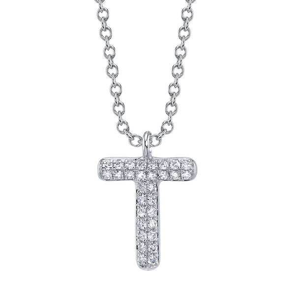0.06CT DIAMOND PAVE NECKLACE - INITIAL T