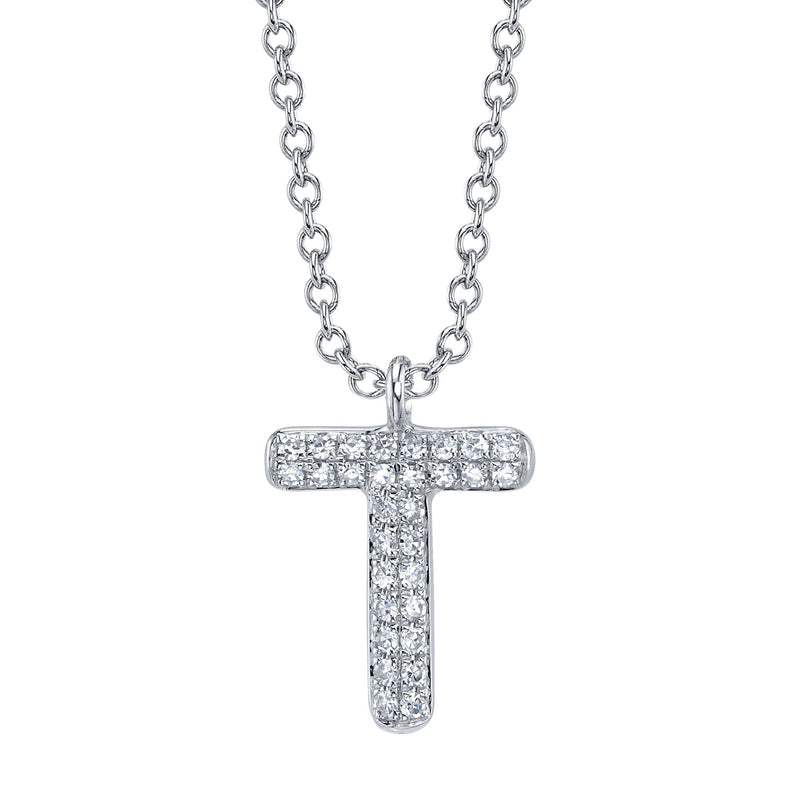 0.06CT DIAMOND PAVE NECKLACE - INITIAL T