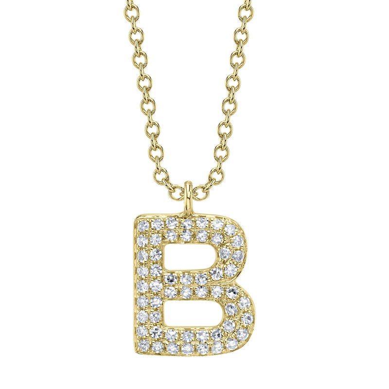 0.11CT DIAMOND PAVE NECKLACE - INITIAL B