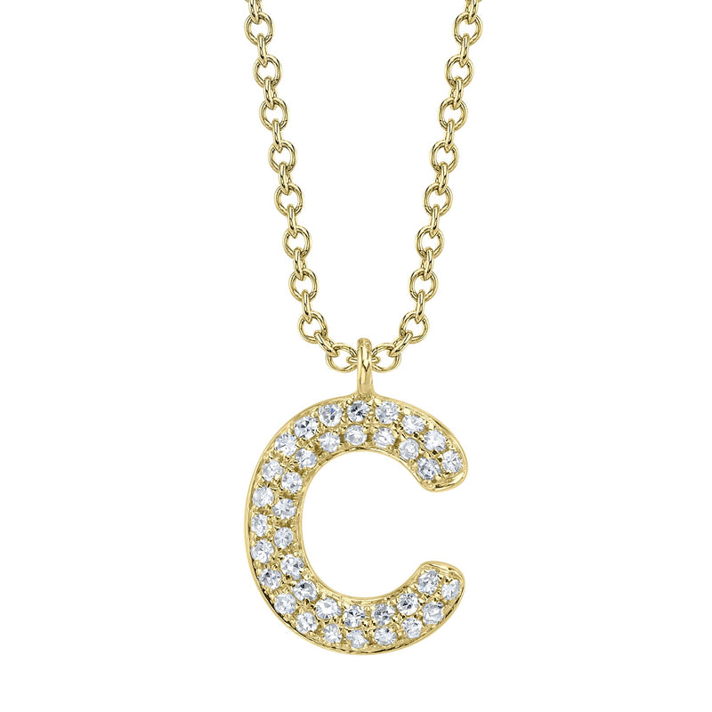 0.08CT DIAMOND PAVE NECKLACE - INITIAL C