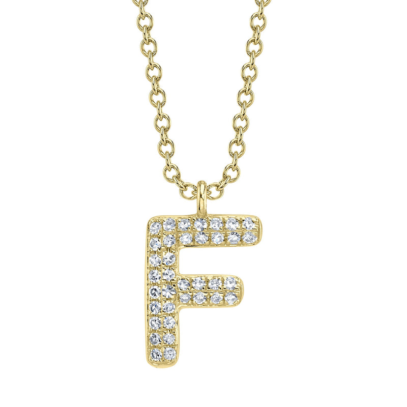 0.08CT DIAMOND PAVE NECKLACE - INITIAL F