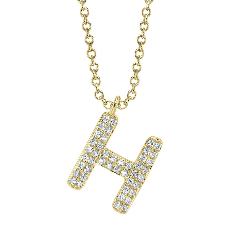 0.09CT DIAMOND PAVE NECKLACE - INITIAL H