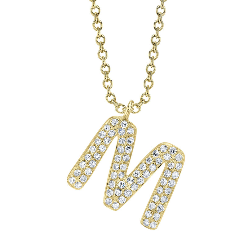0.14CT DIAMOND PAVE NECKLACE - INITIAL M