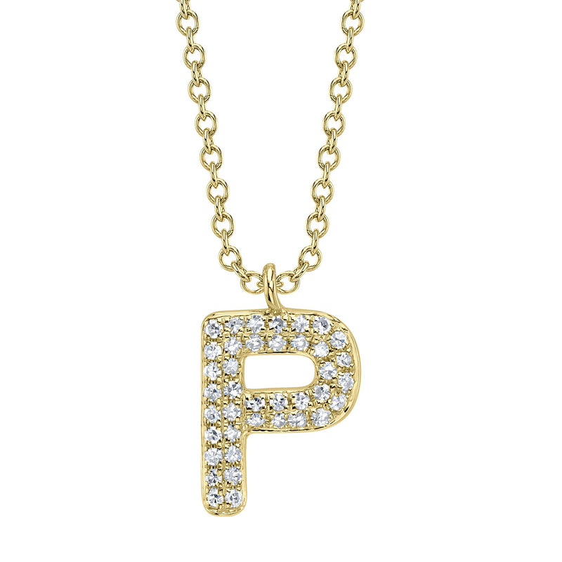 0.08CT DIAMOND PAVE NECKLACE - INITIAL P