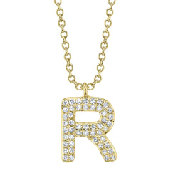 0.10CT DIAMOND PAVE NECKLACE - INITIAL R
