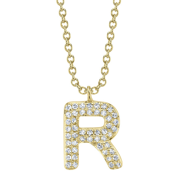 0.10CT DIAMOND PAVE NECKLACE - INITIAL R