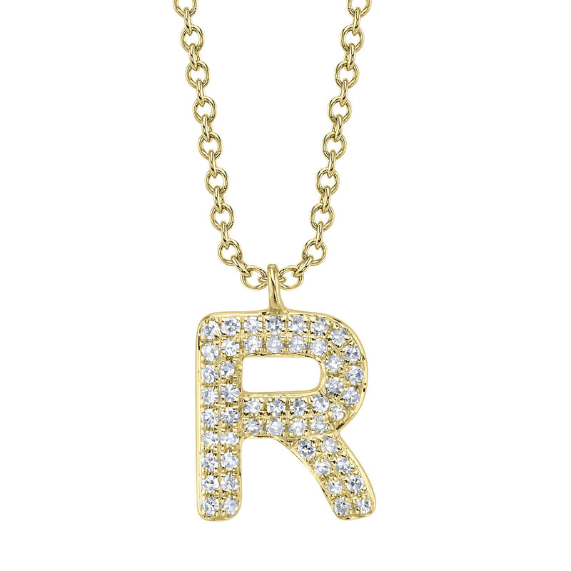 0.10CT DIAMOND PAVE NECKLACE - INITIAL R