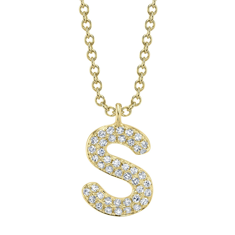0.09CT DIAMOND PAVE NECKLACE - INITIAL S