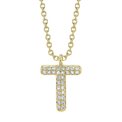 0.06CT DIAMOND PAVE NECKLACE - INITIAL T